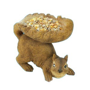 custom wholesale resin Outdoor ornamental squirrel shape  Bird Animal Feeder   pet feeder
