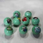 Custom yellow 16mm glass marbles for children play printed marble