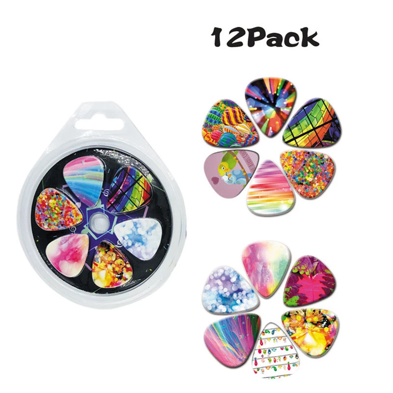 Customize Musicly Assorted Pearl Celluloid Heavy Gauge Guitar Bass Picks Plectrums,Random Colorful