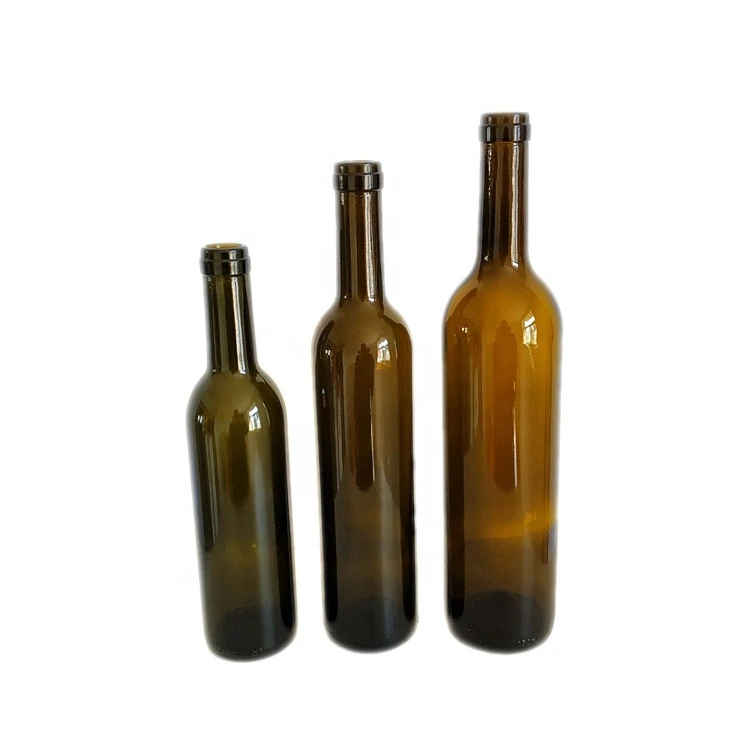 Customized 750ML Empty Green Glass Bordeaux Wine Bottle big capacity 75CL glass red wine bottle with cork long neck for wine