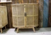 Customized Living Room Wooden Chinese Handicraft Furniture Wooden Oval Shape Natual Rattan Sideboards Cabinet