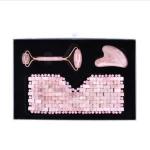 Customized Material Amethyst Rose Quartz Massage Roller Eye Mask Scrapping Set