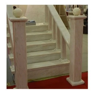 Customized Project Beige Marble Pillar Design For Houses,Stair Pillars,Stairs Baluster