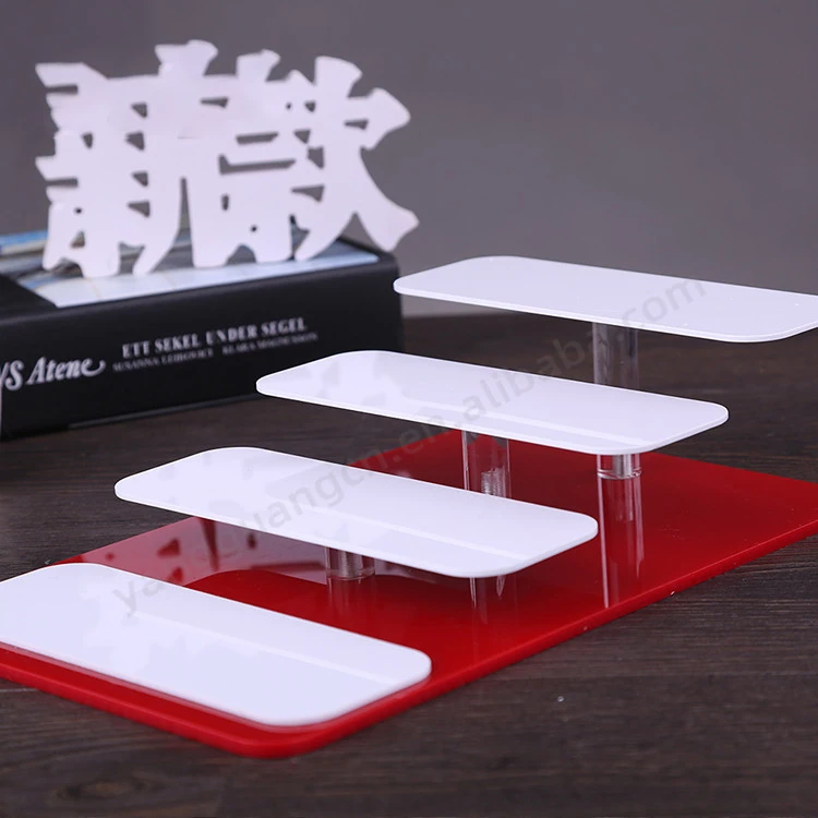 Customized Size Color Luxury Eyewear Display Red Acrylic Optical Shop Sunglasses Display Stand Spectacle Glasses Display Tray