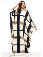 CX middle east contrasting color stitching bat sleeve loose islamic clothing dress muslim long skirt dress 2021