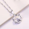 DDC09  Engagement jewelry  925 Silver hollow out flower twisted Hoop Pendant wave shape amethyst Necklace pendant