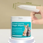 Dog Dental Wipes Pet Care Oral Cleansing Teeth Wipes  Dog Teeth Finger Wipes Pet Teeth Cleaning Removing Tartar