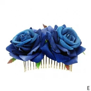 Double flannel rose hair comb red rose hair accessories rose fork comb
