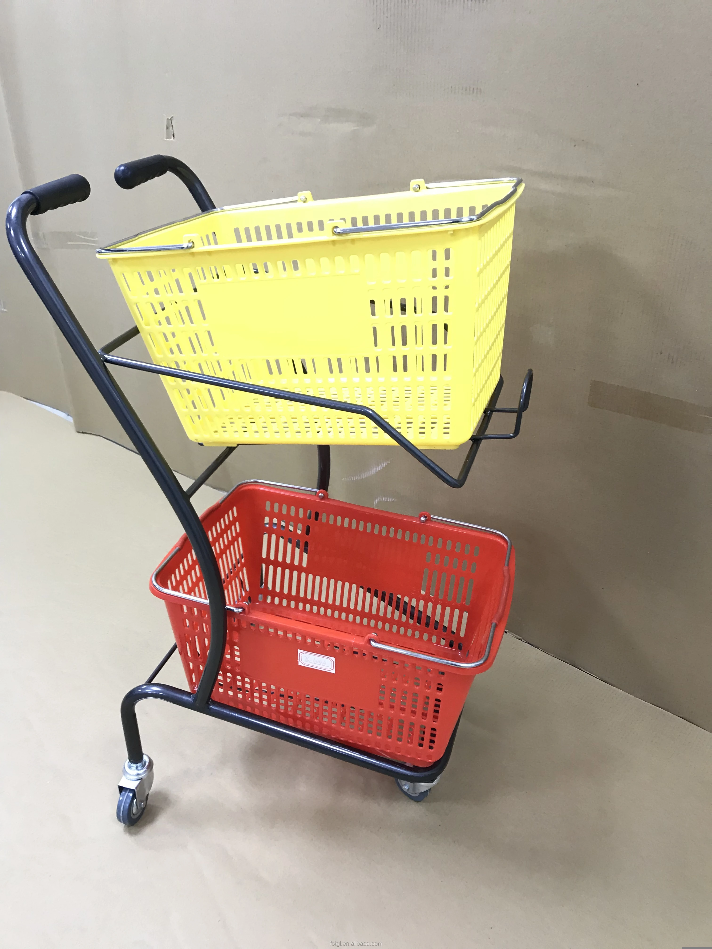 Double-layer Grocery Store Supermarket Japanese Style Shopping Carts Trolley