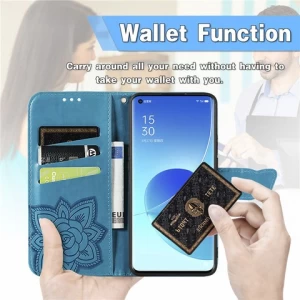 Embossed Flower Pattern Flip Wallet Phone Case For OPPO Reno7 Pro Reno6 Z Reno5 A Reno 4 SE PU Leather Cover With Magnetic Clip