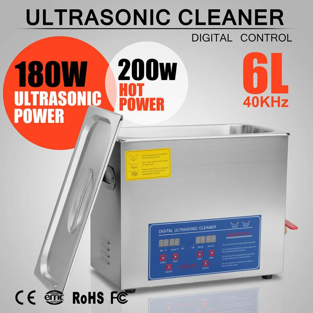 EU Free Shipping Factory Price 6L Stainless Steel Ultrasonic Cleaner Ultrasonic Cleaner Used For Industrial