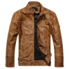 European And American Fashion Slim Mens Motorcycle PU Leather Jacket Plus Velvet Mens Leather Jacket