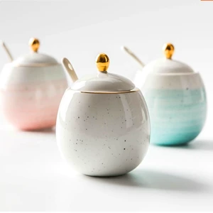 European style Ceramic Mini Spice Rack Set with Stand Porcelain