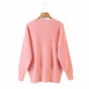 Excellent quality ladies autumn winter sweater worn daily pink long knitted pullover sweater