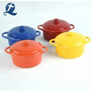 Factory Cheap Round Color Glaze Ceramic Mini Casserole With Lid