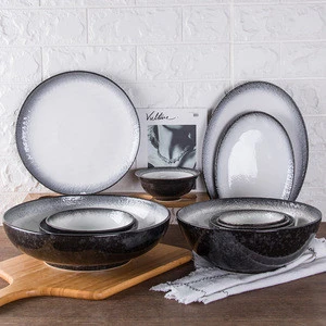 Factory direct sales Eco-friendly home creative porcelain kiln galzed plates/bowl ceramic flatware set