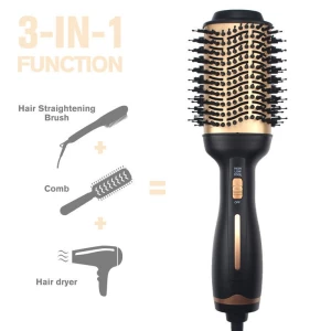 Factory price 3 In 1 tangle hairbrush gold one step hair dryer salon styling comb hair dryer brush comb hair dryer with comb