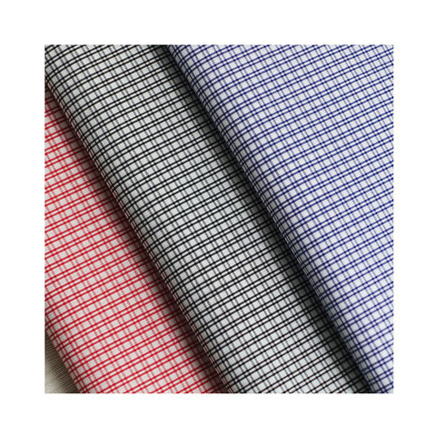 Factory price 60S cotton nylon spandex fabric check yarn dyed shirt fabric elastic plaid men shirting fabric