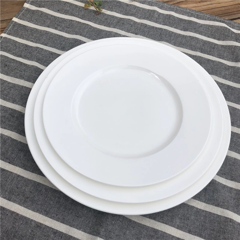 factory wholesale 8&quot;  round dinner plate white porcelain flat plate for restaurant use