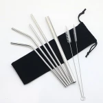 Factory wholesale color drinking custom stainless steel straw I Reusable metal straw with cleaning brush