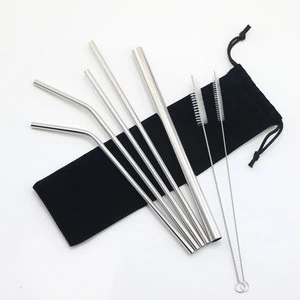 Factory wholesale color drinking custom stainless steel straw I Reusable metal straw with cleaning brush