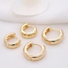 Factory Wholesale Simple Design Round Shape 14K Gold Plated Thick Initial Hoop Earrings