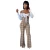 Import fall long sleeve off shoulder top with plaid suspender jumpsuit set two piece outfits from China