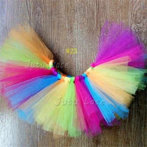 Fancy beautiful rainbow colorful tutus baby dress girls frocks short photography skirt with headbands