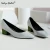 Import Fashion chunky footwear pump shoes square toe block heel leather dress pumps women shoes from China