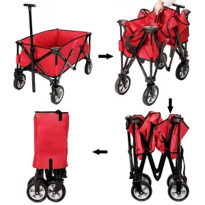 Folding Camping Wagon  Garden Cart Shopping Trolley Collapsible Sturdy Steel Frame Garden/Beach Wagon/Cart