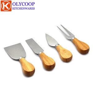 Food grade round cheese board set bamboo with 3 cheese cutting tools