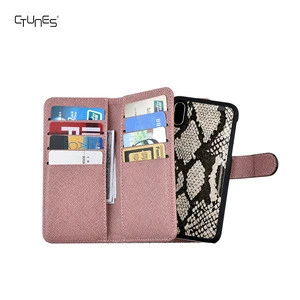 For iPhoneX Cover,PU Leather Magnetic Detachable Folio Flip Card Slots Holder Premium Metal Chain Cover for Apple iPhoneX
