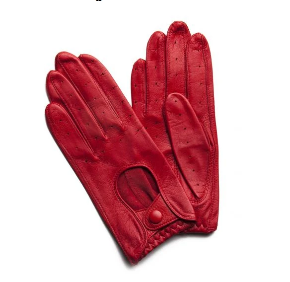 Fratelli Orsini Womens Italian Leather Driving Gloves with Contrast Welting