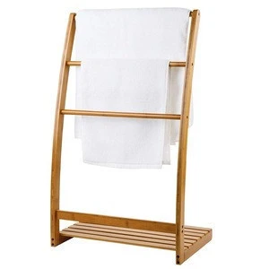 freestanding standing wood corner towel holder bamboo ladder stand bathroom towel racks