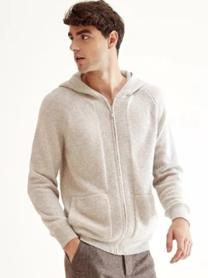 french trendy full zipper wool cashmere hoodie sweater mens with pockets