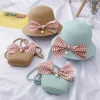 Fresh Bags children&#39;s straw summer Sunshade Hat Handbags sets girl travel wild beach accessories Bow bag