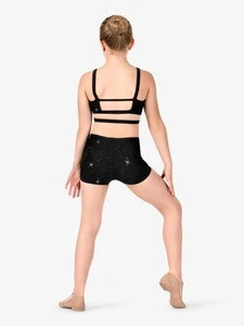 Girls black Floral Lace Dance Shorts dancewear