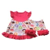Girls Pink Donuts Flutter Sleeves Tunic Outfits Wholesale Children&#039;s Boutique Clothing Sets with Ruffled Shorts