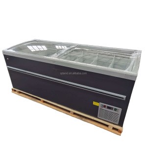 Glass open top free combined island freezer case for supermarket and convenience store