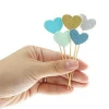 Glitter Heart Cupcake Toppers Birthday Cake Decoration Food Picks Wedding Party Baby Shower Supplies - Blue Series