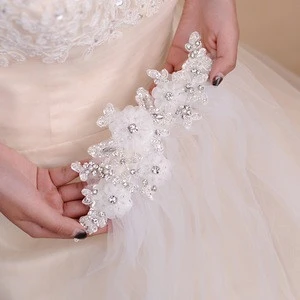 Good quality fancy bridal flower veils wedding veil ivory with lace pearl bridal veil comb