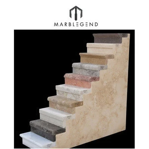 Grooved Natural Stone Bianco Carrara White Marble Stair Treads Non Slip