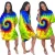 Import H1203 Plus Size Short sleeve Round collar tie dye printing Casual Women T shirt Dress from China