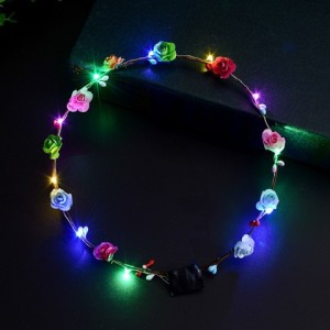 Hair accessories 2021 hot selling glowing unicorn theme party girl flower crowns LED string light flower led headband
