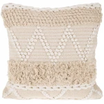 Hand Woven with Fringe Cushion Cover Cream