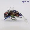 Handmade color Glass Ornament of dolphin shape with amber strip