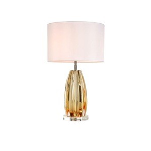 Handmade Stained Glass Table Lights Crystal Table Lamps for Living Room with Amber Color Coloured Glaze Light