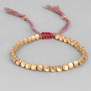 Handmade Tibetan Copper Beads Lucky Rope Bracelet & Bangles For Women Men Cotton Thread Bracelets Unique Jewelry Gift