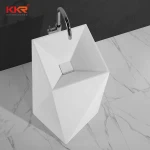 High Class Diamond Acrylic Solid Surface Freestanding Wash Basin Black/White Pedestal Sinks