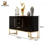 High gloss home decor buffet cabinet furniture black wooden chinese modern sideboard with metal frame